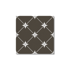 Lyndhurst Black Matt Encaustic Patterned Floor Tile 300x300mm