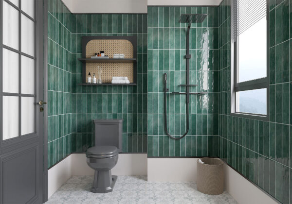 Caramela Dark Green Gloss Subway Wall Tile 75x300mm