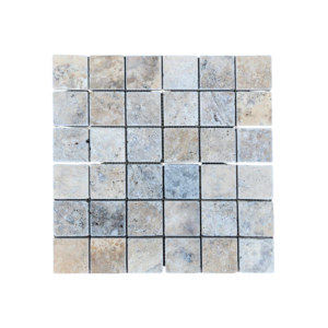 Silver Travertine Square Tumbled Feature Tile 305x305mm