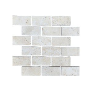 Light Travertine Subway Tumbled Feature Tile 305x305mm