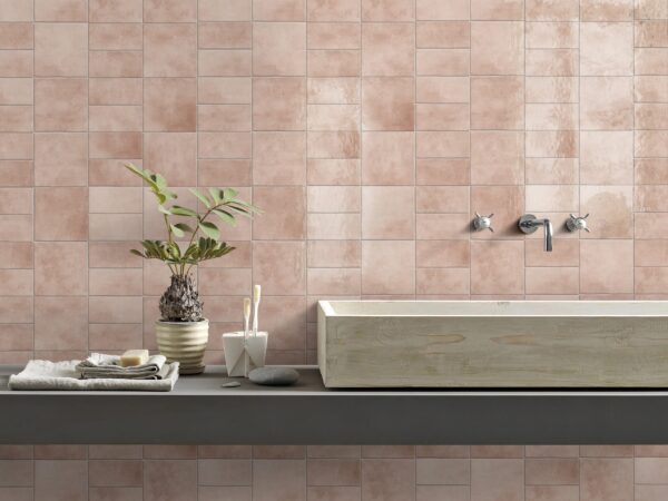 Krema Bloc Seashell Pink Gloss Wall Tile 125x125mm